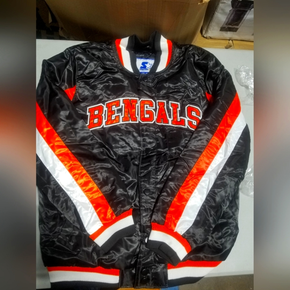 Cincinnati Bengals NFL Starter Locker Room Varsity Full-Snap Satin Jacket